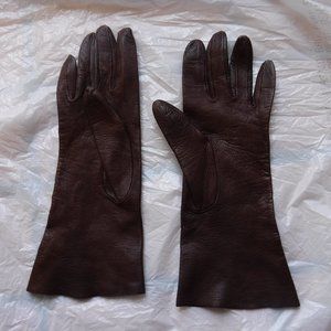 Lavabile Brown Leather Gloves Size 7-Medium Women